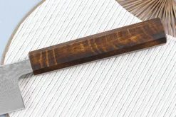 Couteau kiritsuke japonais artisanal Wusaki Unagi AUS10 damas 21cm manche chêne