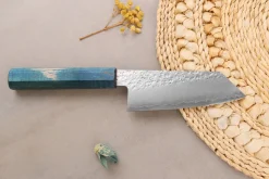 Couteau ko-bunka 13cm japonais artisanal Hado Shiosai VG10 manche bleu
