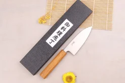 Couteau ko-deba 12cm artisanal japonais Tsunehisa AUS8 manche en chêne