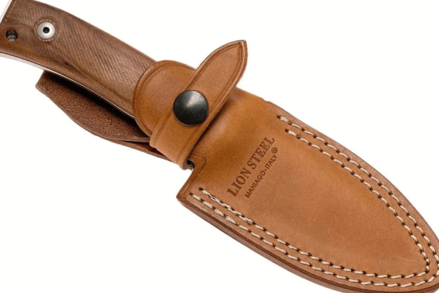Couteau LionSteel M4.ST lame 9,5cm manche en bois de santal + étui en cuir