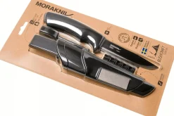 Couteau Mora Bushcraft Survival 11742 lame noire carbone 10,9cm manche caoutchouc noir avec allume feu + étui