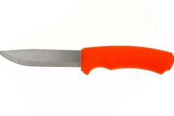Couteau Mora Bushcraft Survival 12051 lame inox 10,9cm manche caoutchouc orange avec allume feu + étui