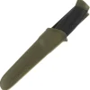 Couteau Mora Companion MG 11827 lame inox 10,4cm manche caoutchouc noir/kaki + étui