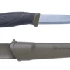 Couteau Mora Companion MG 11863 lame carbone 10,4cm manche caoutchouc noir/kaki + étui