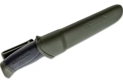 Couteau Mora Companion MG 11863 lame carbone 10,4cm manche caoutchouc noir/kaki + étui