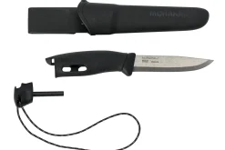 Couteau Mora Companion Spark 13567 lame inox 10,4cm manche caoutchouc noir avec pierre à feu + étui