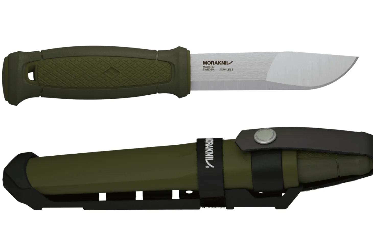 Couteau Mora Kansbol Multi-Mount 12645 lame inox 10,9cm manche caoutchouc vert + étui