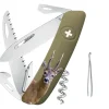 Couteau multifonction SWIZA D05 olive chevreuil 12 fonctions 95mm