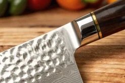 Couteau nakiri 17cm Fukito Ébène Damas martelé