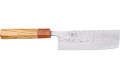 Couteau nakiri 16,5cm japonais artisanal Yuzo SLD olivier et cognassier