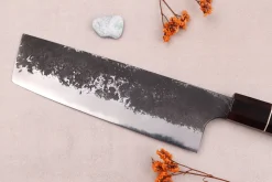 Couteau nakiri 16,5cm japonais artisanal Naoki Mazaki WS2 Black Nashiji