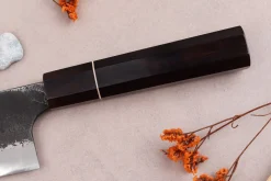 Couteau nakiri 16,5cm japonais artisanal Naoki Mazaki WS2 Black Nashiji