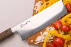 Couteau nakiri 16cm japonais artisnal Wusaki Hikari SLD manche bubinga