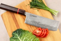 Couteau nakiri 16,5cm japonais artisanal Wusaki Nawame AUS10 damas