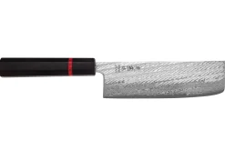 Couteau nakiri 16,5cm japonais artisanal Wusaki Nawame AUS10 damas
