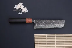 Couteau nakiri 16,5cm japonais artisanal Masashi Yamamoto SLD Kuro damas