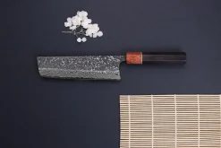 Couteau nakiri 16,5cm japonais artisanal Masashi Yamamoto SLD Kuro damas