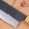 Couteau nakiri 16,5cm japonais artisanal Yuzo Black AS chêne brûlé