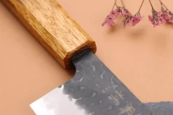 Couteau nakiri 16,5cm japonais artisanal Yuzo Black AS chêne brûlé