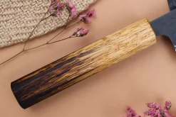 Couteau nakiri 16,5cm japonais artisanal Yuzo Black AS chêne brûlé