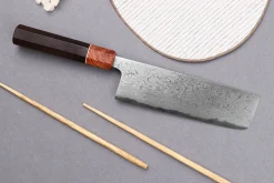 Couteau nakiri 16,5cm japonais artisanal Toshihiro Wakui Aogami 2 damas laminé