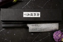 Couteau nakiri 16,5cm japonais artisanal Wusaki Kuronawa G3 damas