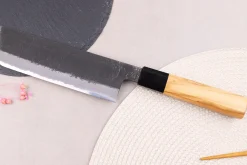 Couteau nakiri 16,5cm japonais artisanal Hinoura Mutsumi Ajikataya Black Nashiji
