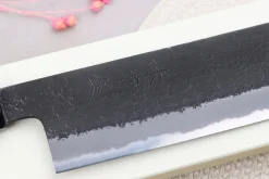 Couteau nakiri 16,5cm japonais artisanal Hinoura Mutsumi Ajikataya Black Nashiji