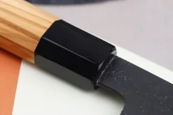 Couteau nakiri 16,5cm japonais artisanal Hinoura Mutsumi Ajikataya Black Nashiji