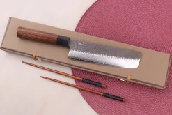 Couteau nakiri 17cm japonais Shizu Hamono Gen VG10 damas