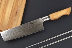 Couteau nakiri 18cm Ryda Knives ST650 Damas et manche en olivier