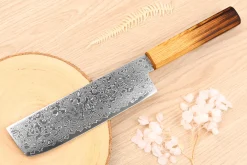 Couteau nakiri japonais artisanal Yoshihiro ZAD lame damassée 16cm