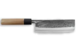 Couteau nakiri japonais artisanal Wusaki Nakata BS2 16.5cm manche en noyer