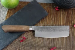 Couteau nakiri japonais artisanal Wusaki Nogami BS2 15cm manche en noyer