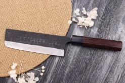 Couteau nakiri japonais artisanal Nao Yamamoto Damas AS brut de forge 16,5cm