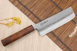 Couteau nakiri japonais artisanal Wusaki Yoshi G3 chêne 16,5cm