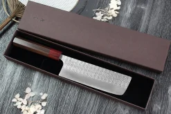 Couteau nakiri japonais artisanal Yoshimi Kato Minamo SG2 Tsuchime 16cm