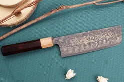 Couteau nakiri japonais artisanal Takeshi Saji VG10 Gold 16,5cm