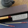 Couteau nakiri japonais artisanal Yoshimi Kato 16,5cm VG10 Nickel Damascus cerisier