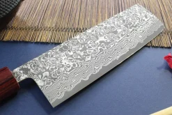 Couteau nakiri japonais artisanal Yoshimi Kato 16,5cm VG10 Nickel Damascus cerisier