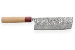 Couteau nakiri japonais artisanal Yoshimi Kato 16,5cm VG10 Nickel Damascus cerisier