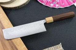 Couteau nakiri japonais Tsunehisa SLD Damas bois de rose 16,5cm