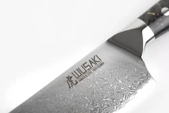 Couteau nakiri Wusaki Sakin Damas 10Cr 17cm manche en fibre de carbone et feuille d'or