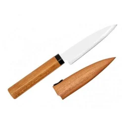Couteau office + légumes KAI lame 9cm manche cerisier + étui protecteur
