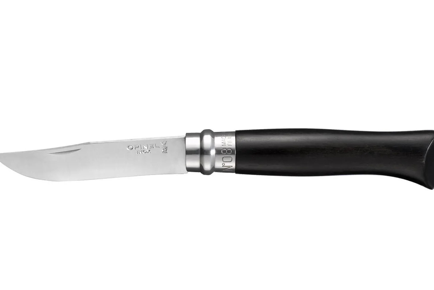 Couteau Opinel de luxe N°08 manche en Ebène et lame acier inox 8.5cm