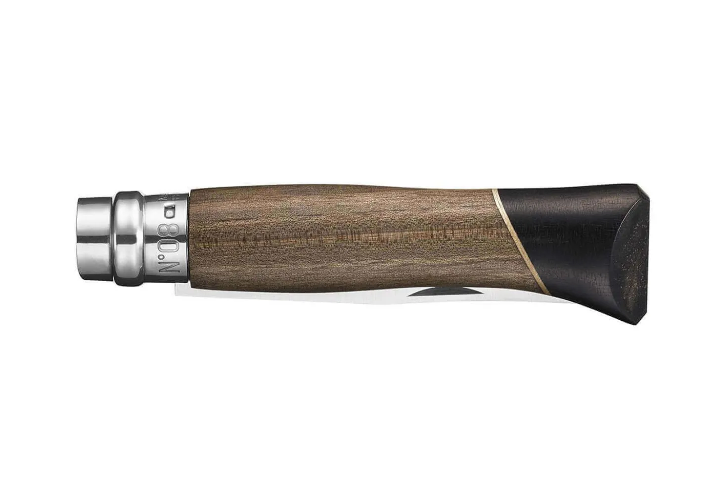 Couteau Opinel Luxe Atelier n°08 lame 8,5cm manche noyer et ébène + coffret