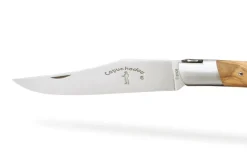 Couteau pliant artisanal Capuchadou acier sandvik manche bois d'olivier 12cm