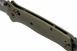 Couteau pliant Benchmade Bailout 537SGY-1 lame semi-dentée manche aluminium anodisé vert 11cm avec brise-vitre