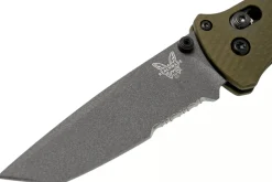 Couteau pliant Benchmade Bailout 537SGY-1 lame semi-dentée manche aluminium anodisé vert 11cm avec brise-vitre