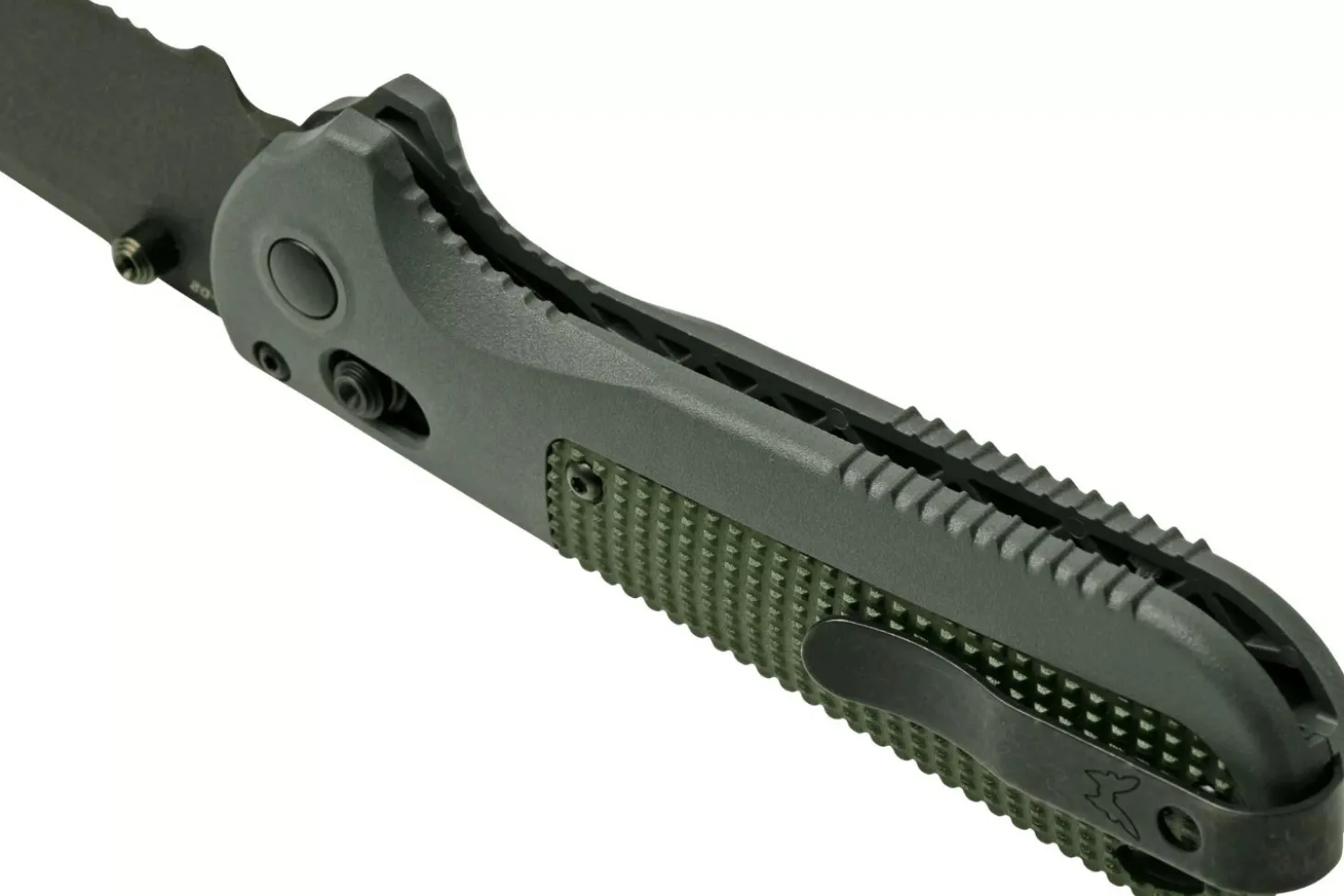 Couteau pliant Benchmade Redoubt 430SBK lame semi-dentelée manche Grivory gris/vert 12cm